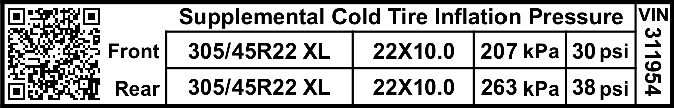 Custom Fitment Supplemental Pressure Label