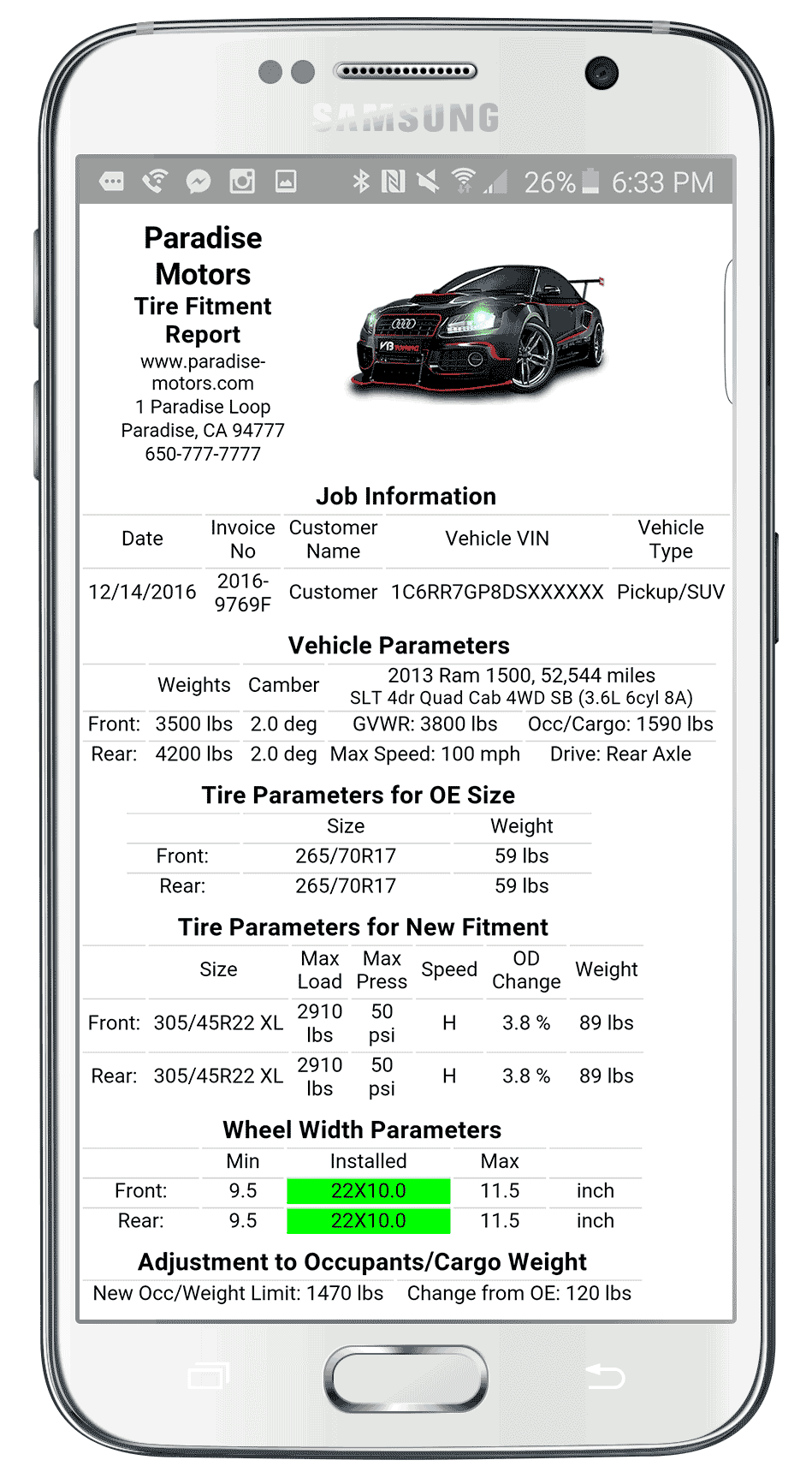 Safe Custom Fitment Pro Report